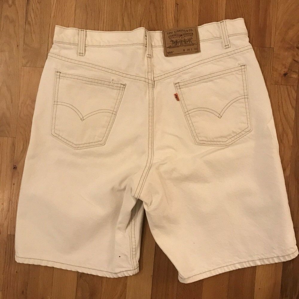 Vtg Levis 550 Men's 38 Orange Tab Denim White Jean Shorts Made In USA - Picture 5 of 5
